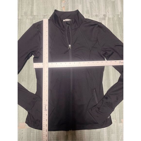 Forever 21 Active Jacket Womens M Medium Black Full Zip Pockets Mock Neck Long - Picture 2 of 6